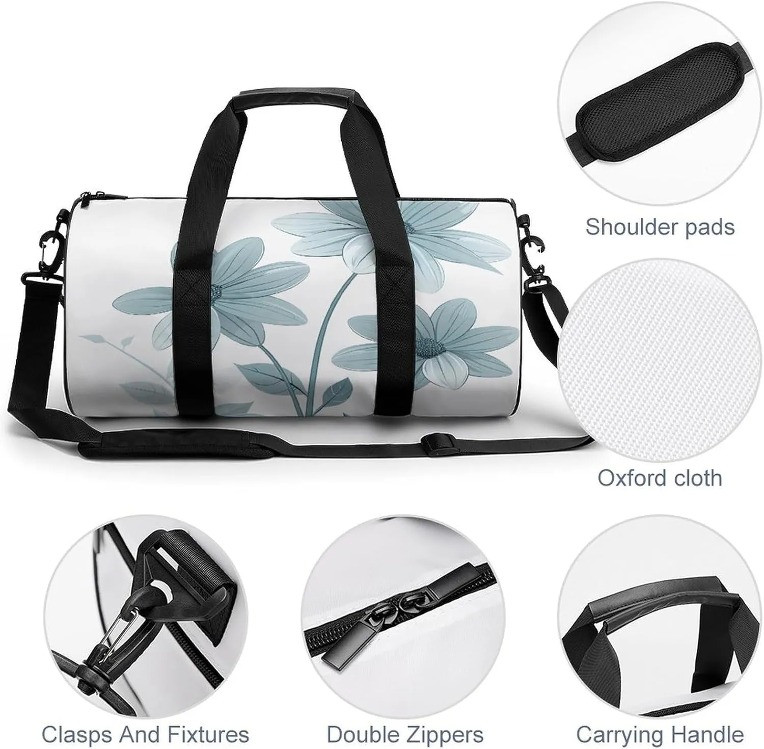 Travel Duffel Bag for Men And Women,Several Blue Daisies Waterproof Sports Fitness Bag Portable Travel Duffel Bag