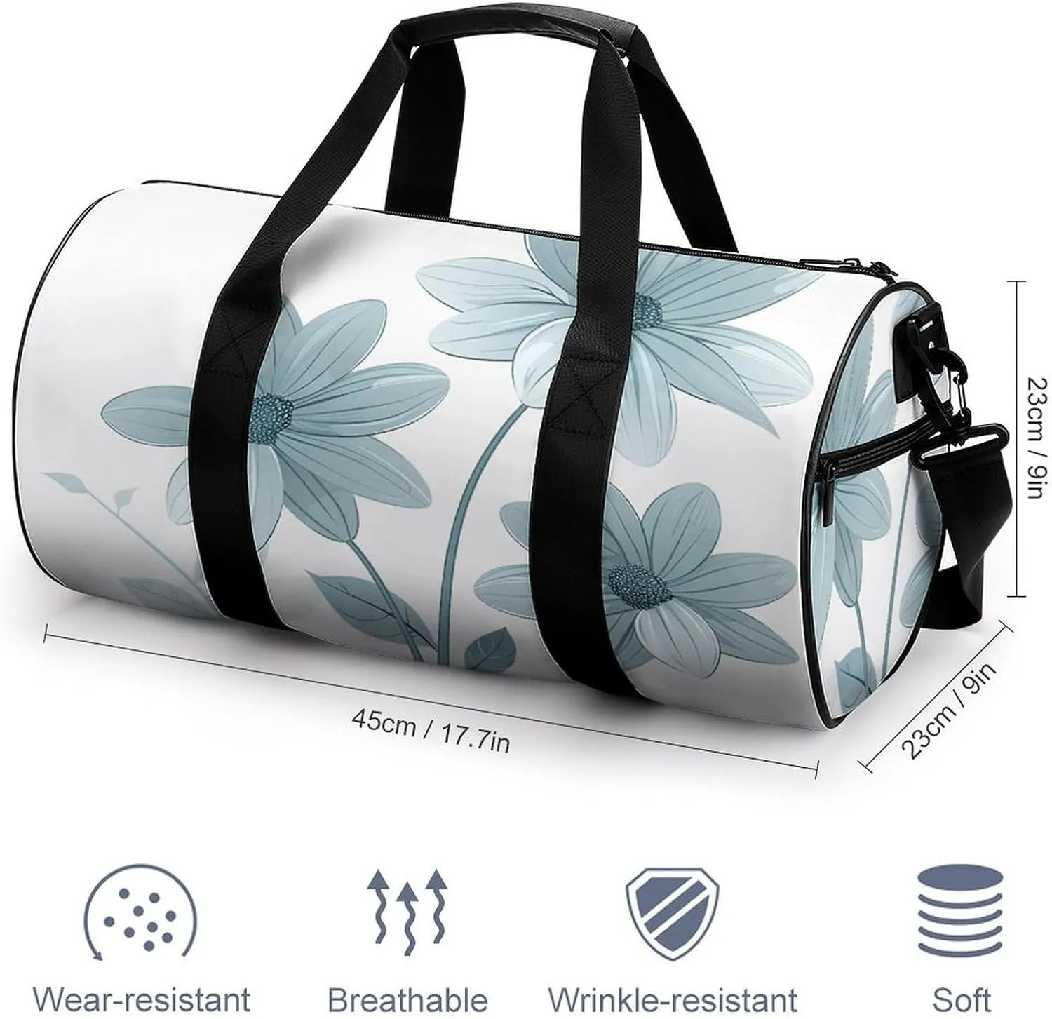 Travel Duffel Bag for Men And Women,Several Blue Daisies Waterproof Sports Fitness Bag Portable Travel Duffel Bag