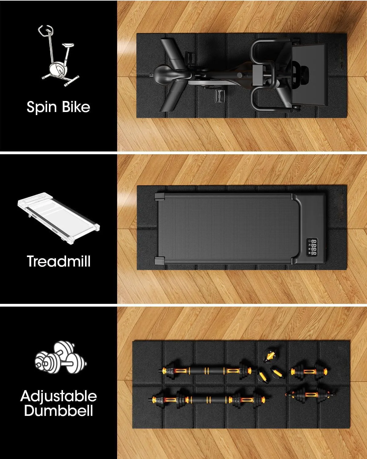 Treadmill Walking Pad Mat for Carpet Floors 68x24,1/4“Thick Treadmill Mat for Hardwood Floors,Mat for Under Treadmill/Indoor Bike on Carpet,Foldable Exercise Equipment Mat, Noise Shock Absorption