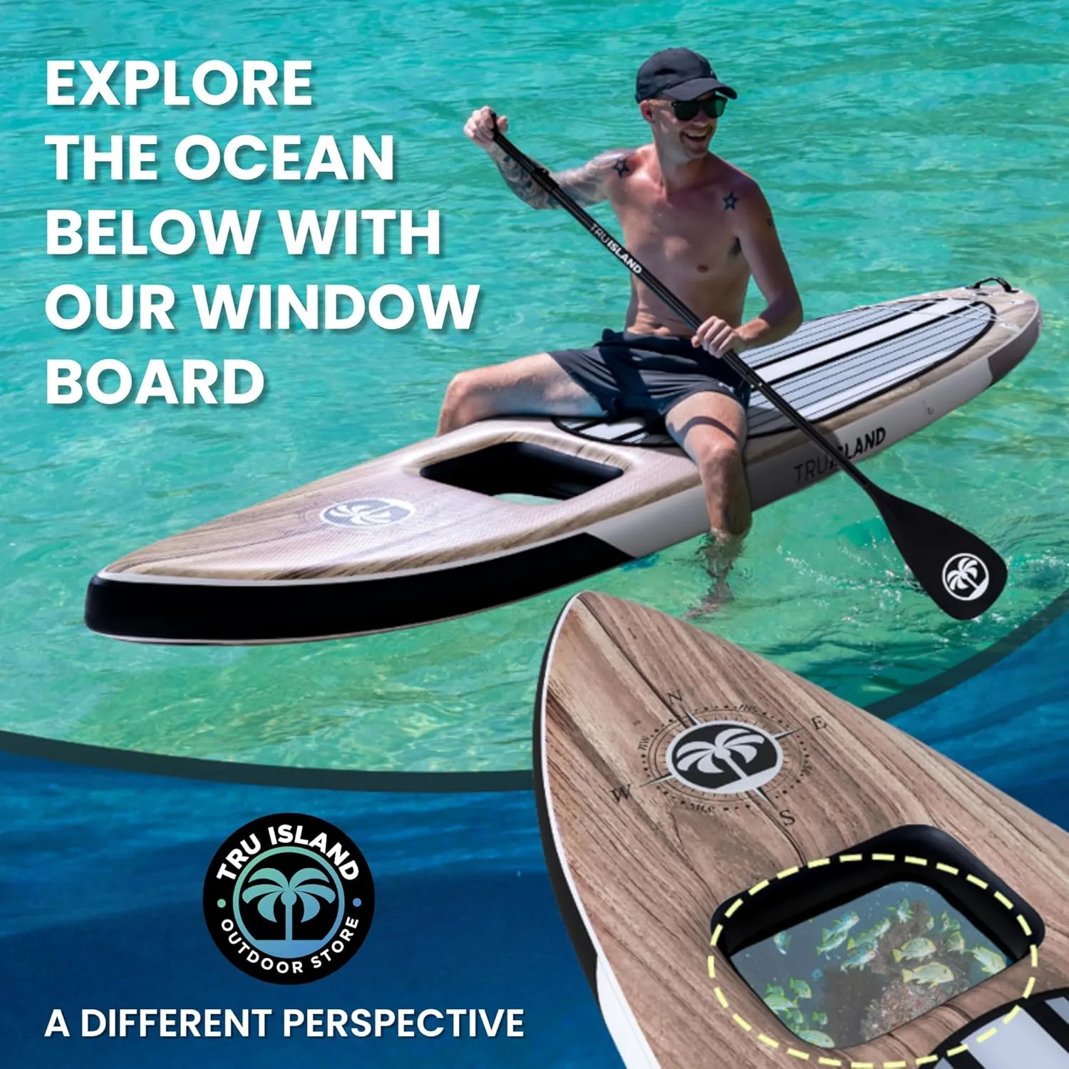 TRUISLAND Inflatable Paddle Board, Stand Up Paddle Board with Backpack, Non-Slip Thickened Deckpad, Waterproof Phone Case, Leash, Paddle, Hand Pump
