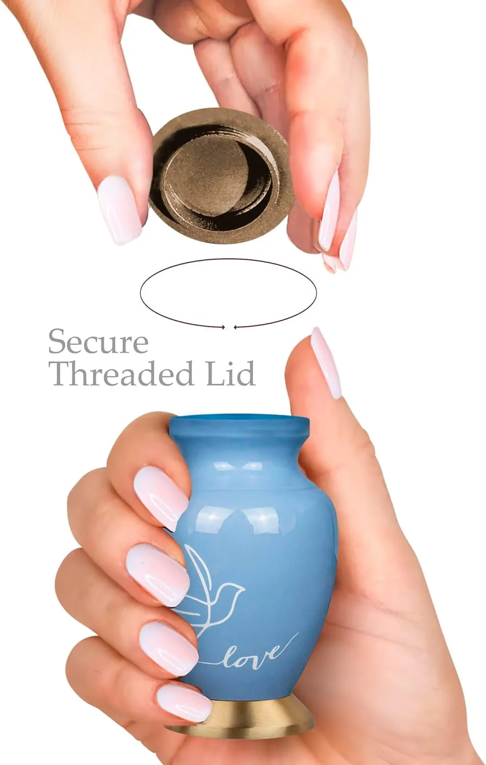 Trupoint Memorials Small Urns for Human Ashes Keepsake, Love Dove Bird Decorative Mini Cremation Urn for Adult Men & Women, Small Light Blue