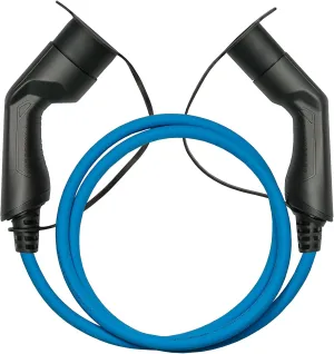 Type 2 Charging Cable Short 2.5 m Blue 11 kW for Electric and Hybrid Vehicles 16 A 3-Phase Mode 3 Suitable for PHEV, BEV & EV