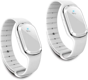 Ultrasonic Mosquito Repellent Bracelet Watch, USB Rechargeable Anti Mosquito Repeller Wristband Suitable for Adults and Kids - Mosquito Insect Repellent Band (2 Pack, White) (M1)