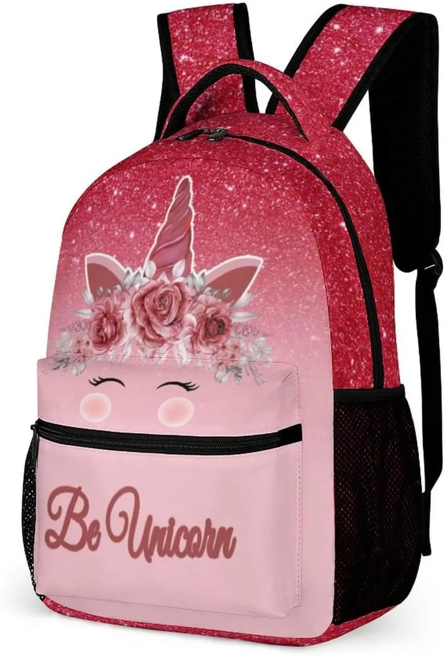 Unicorn School Backpack for Kids Girls Boys, 16 Inch Cute Unicorns Themed Bookbag, Personalized School Backpack for Students Children, Lightweight, Large Capacity