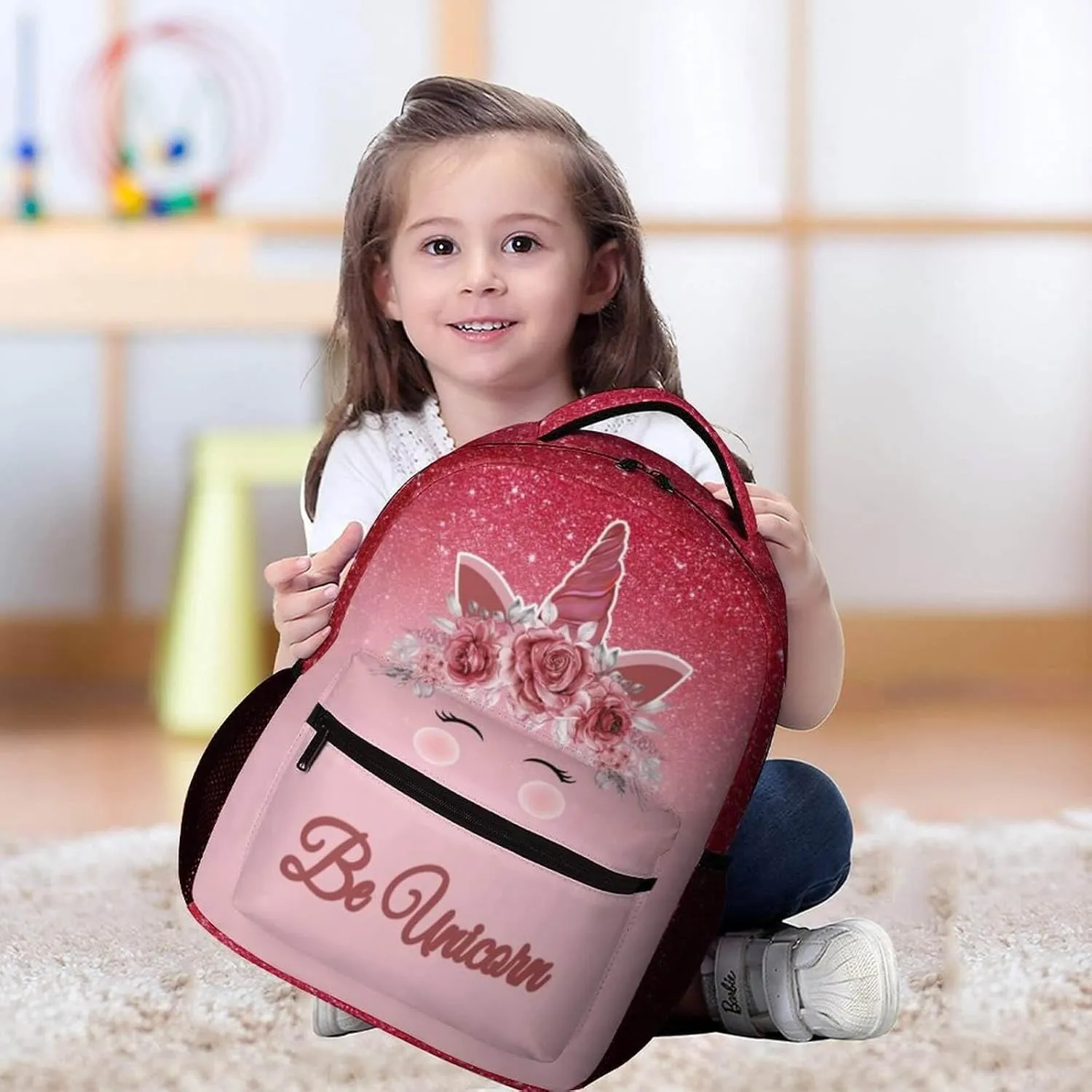 Unicorn School Backpack for Kids Girls Boys, 16 Inch Cute Unicorns Themed Bookbag, Personalized School Backpack for Students Children, Lightweight, Large Capacity