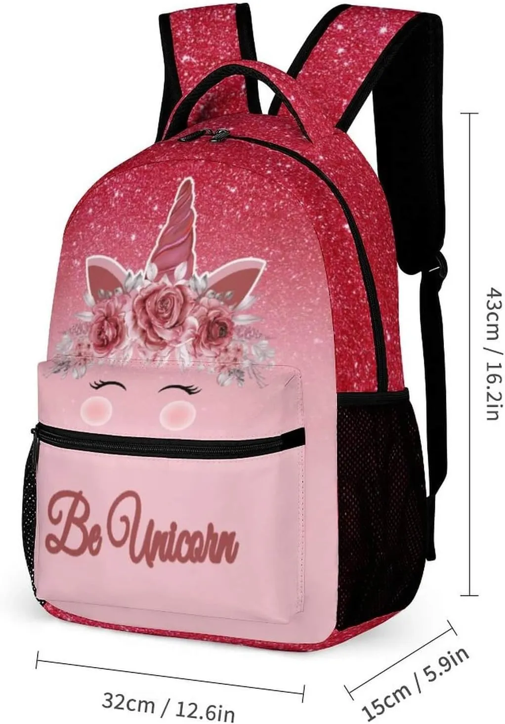Unicorn School Backpack for Kids Girls Boys, 16 Inch Cute Unicorns Themed Bookbag, Personalized School Backpack for Students Children, Lightweight, Large Capacity
