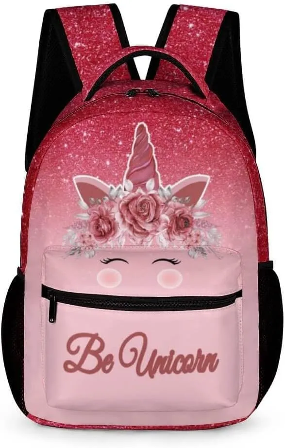Unicorn School Backpack for Kids Girls Boys, 16 Inch Cute Unicorns Themed Bookbag, Personalized School Backpack for Students Children, Lightweight, Large Capacity