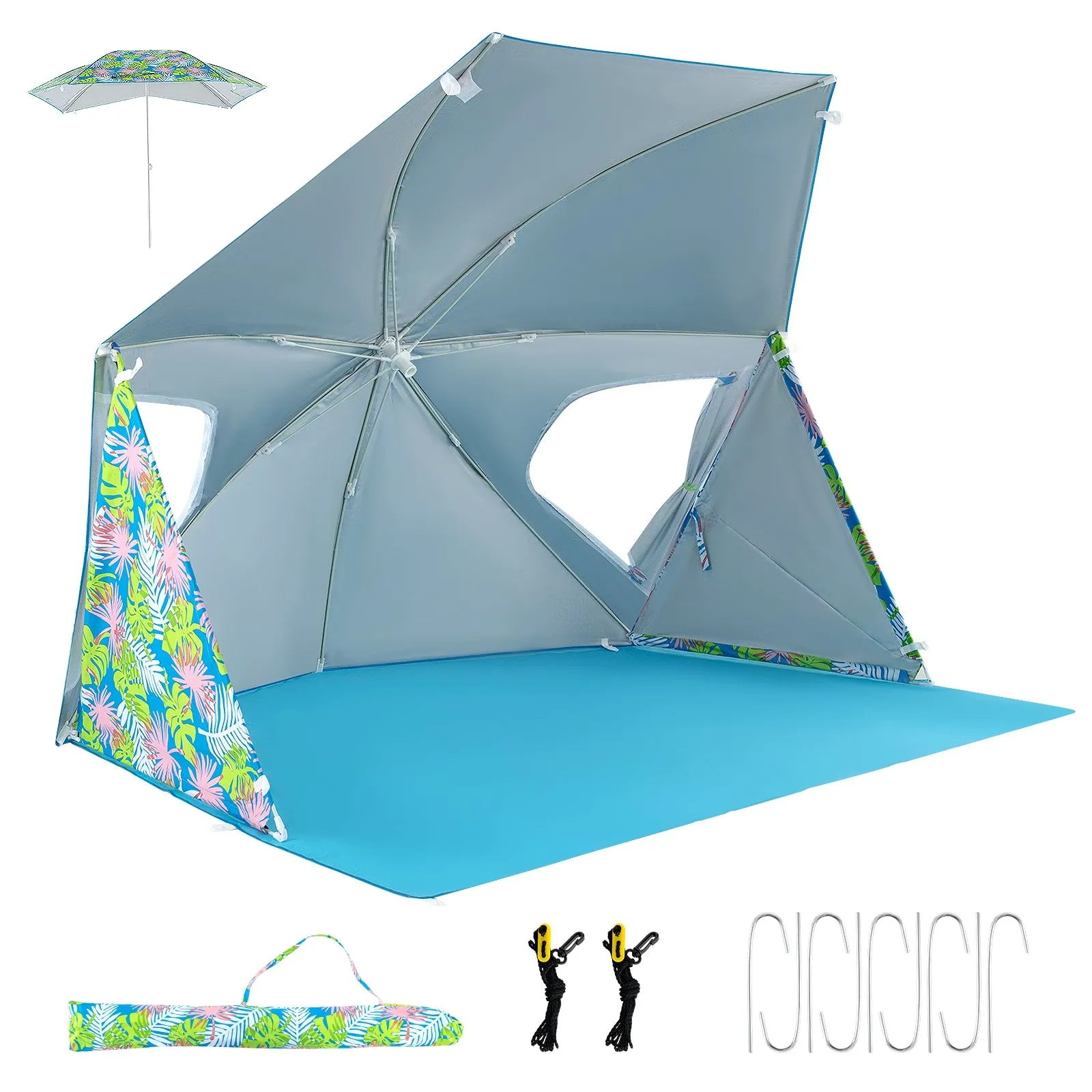 UPF50  Sun Protection Beach Umbrella Tent with Portable Carrying Bag-Blue
