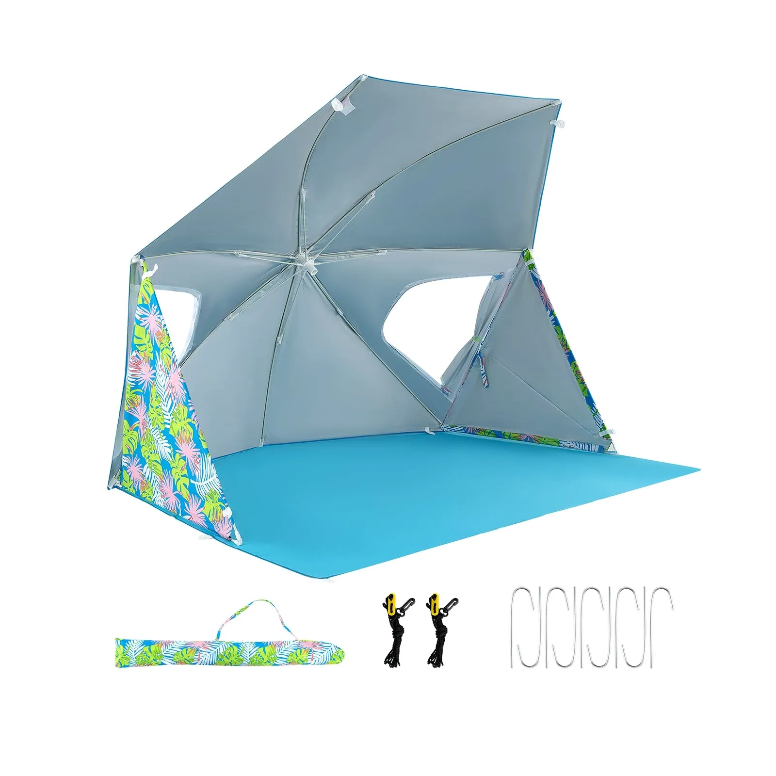 UPF50  Sun Protection Beach Umbrella Tent with Portable Carrying Bag-Blue