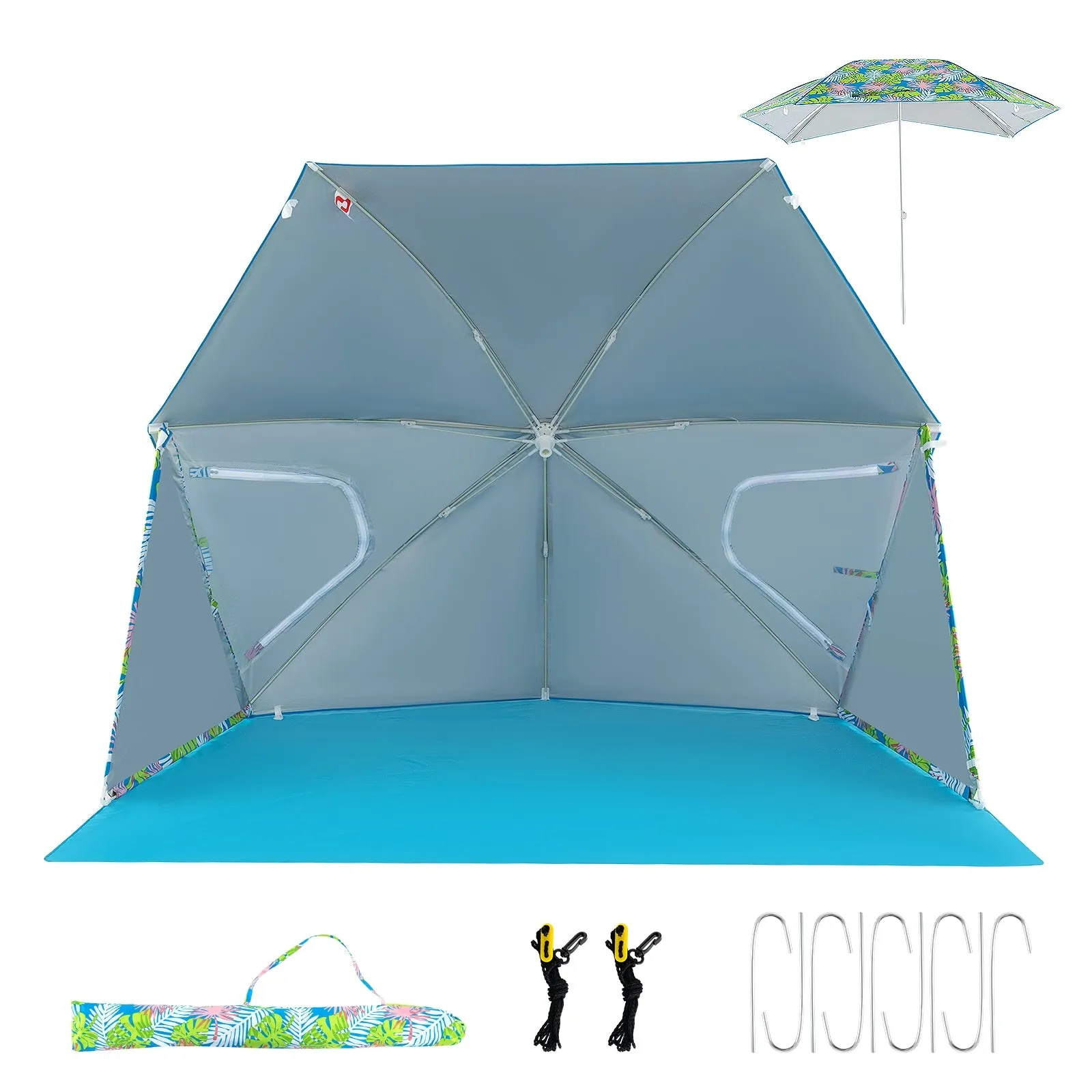 UPF50  Sun Protection Beach Umbrella Tent with Portable Carrying Bag-Blue