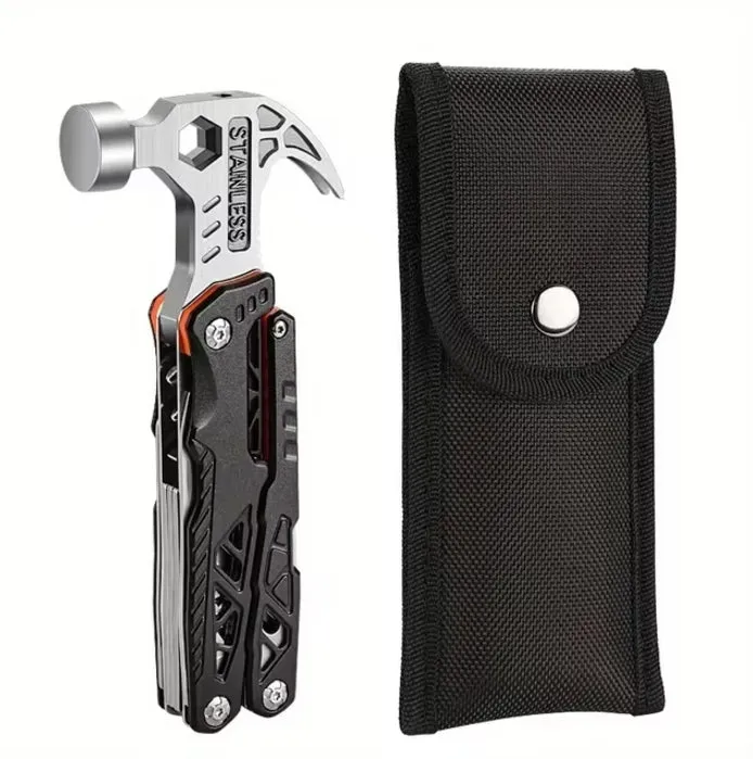 Upgraded 18 in 1 Adjustable Wrench Multitool Hammer Pocket Multi Tool Knife with Spring-Action Pliers For Outdoor Camping Daily