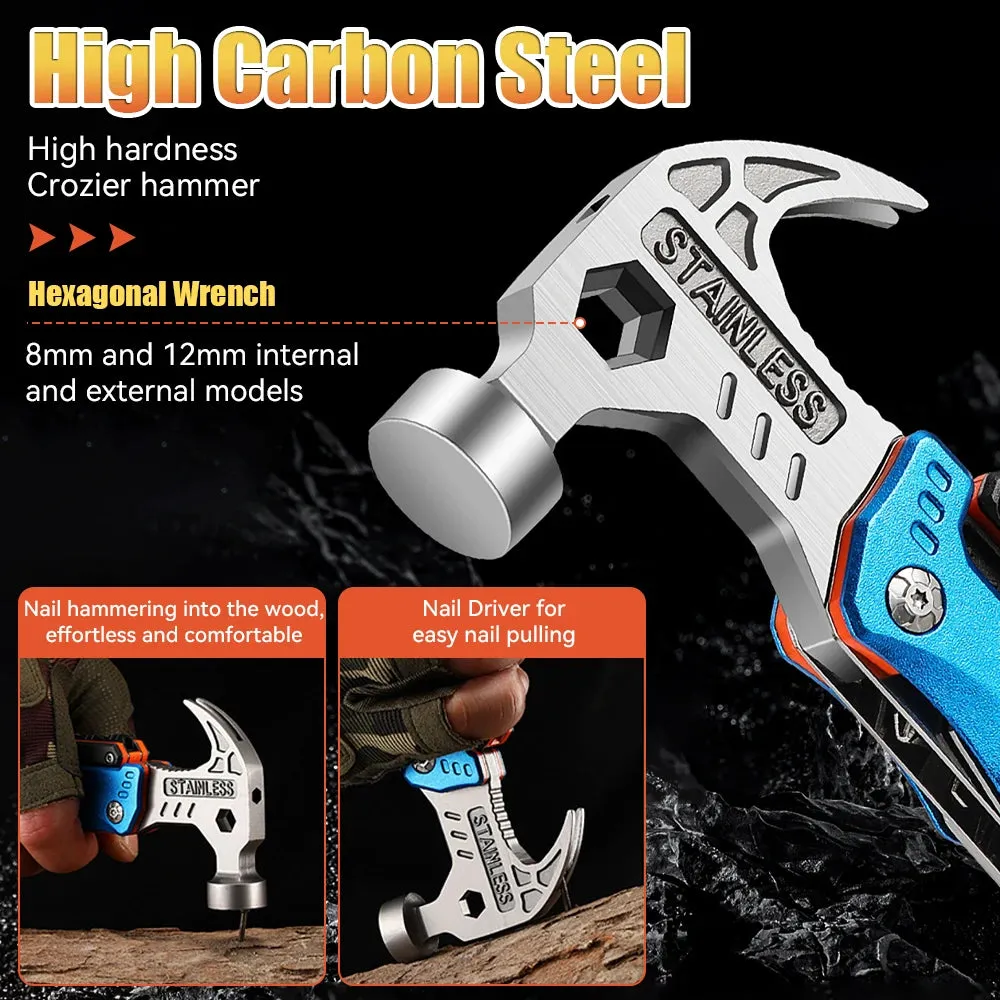 Upgraded 18 in 1 Adjustable Wrench Multitool Hammer Pocket Multi Tool Knife with Spring-Action Pliers For Outdoor Camping Daily