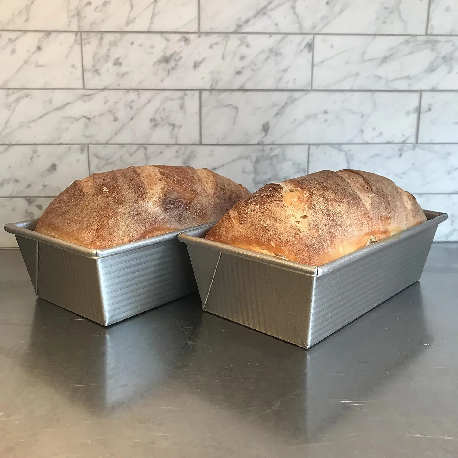 USA Pan Bakeware Aluminized Steel Loaf Pan, 5"D x 10"W x 3"H, 1.5 Pound