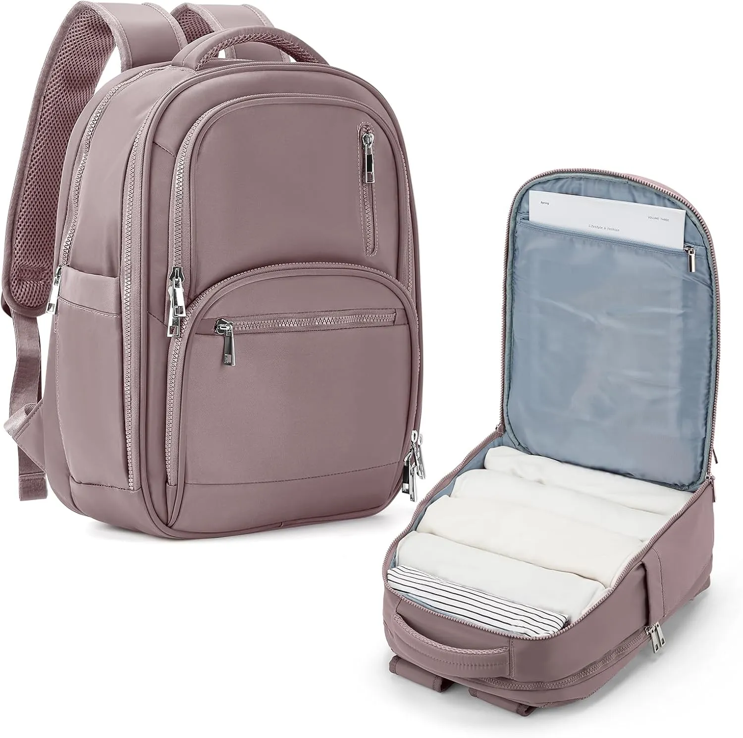 VGCUB Large Travel Backpack Purse for Women Men,Laptop Backpack,Aesthetic Gym Carry on Backpack,Personal Item Size Backpack Casual Daypack Rucksack for Work With USB Charging Port,Pink