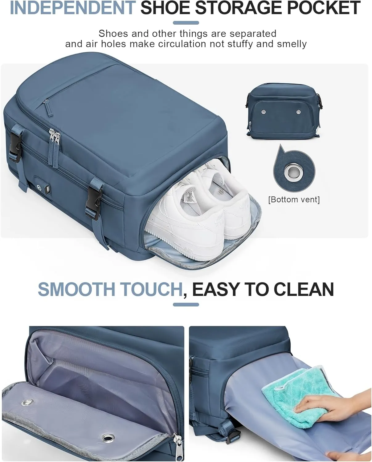 VGCUB Travel Backpack for Women Men Large Work Gym Frontier Airlines Personal Item Bag Business Airport lightweight Daypack Carry on Flight Approved Airplane Backpack Mochilas de Viaje Sapphire Blue