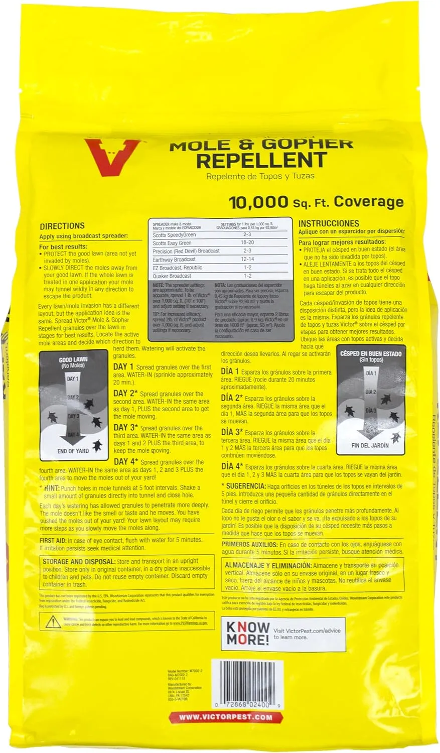 Victor M7002-2 Mole, Gopher, Vole, and Other Burrowing Animals Outdoor Repellent ,Yellow 10 Pound (Pack of 1)