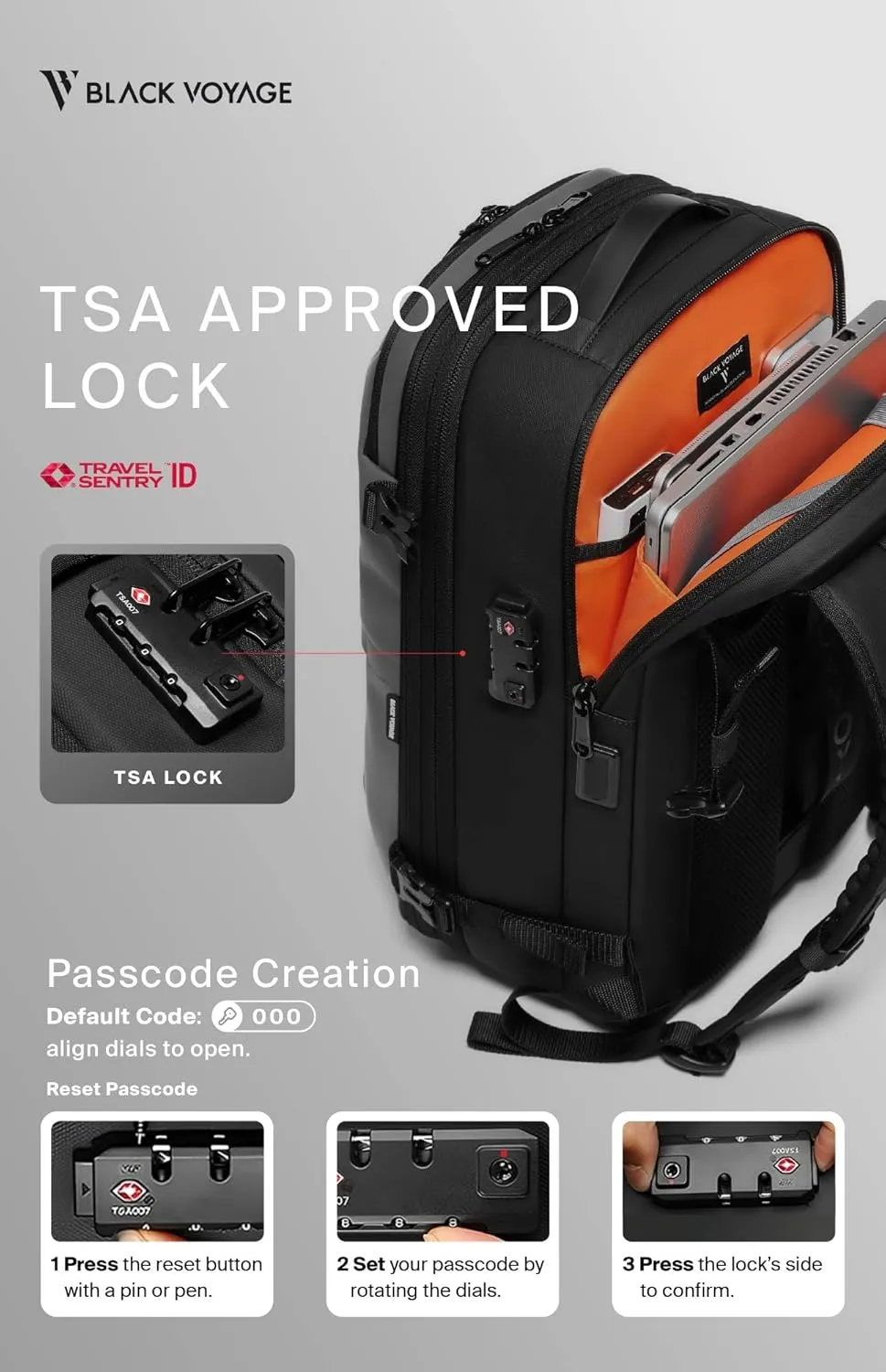 Vortex Vacuum Seal Travel Backpack 60L Exapandable Air Compression System Water Resistant TSA Lock Carry-On Suitcase Luggage Gray AERO - Vacuum Pump Included