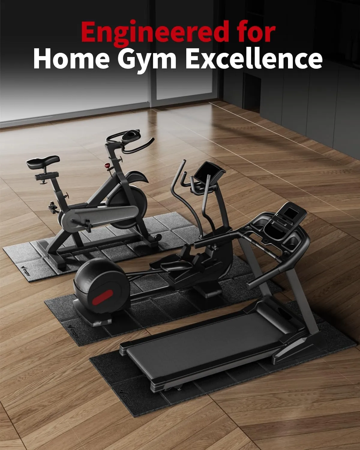 Vtory Walking Pad Mat for Carpet Floors, 68x24, 1/4" Thick Foldable Treadmill Mat for Hardwood Floors, Lightweight Waterproof Non-Slip, Noise&Shock Absorption for Bike Mat