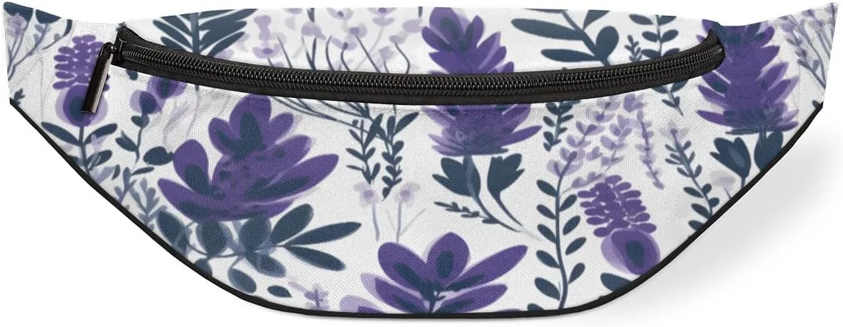 Watercolour Lavender Flower Fanny Pack for Women Men Waist Pack Crossbody Bag with Adjustable Belt for Travel Hiking Running Cycling Festivals