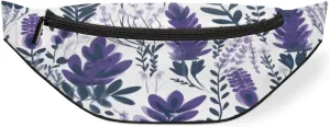 Watercolour Lavender Flower Fanny Pack for Women Men Waist Pack Crossbody Bag with Adjustable Belt for Travel Hiking Running Cycling Festivals