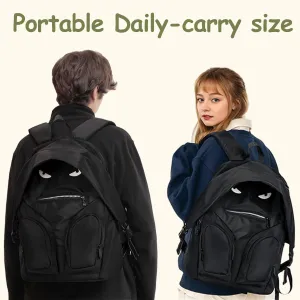 Waterproof School Bag with Multiple Pockets,Cool Monster Face Backpack,Eyes Design(Black)