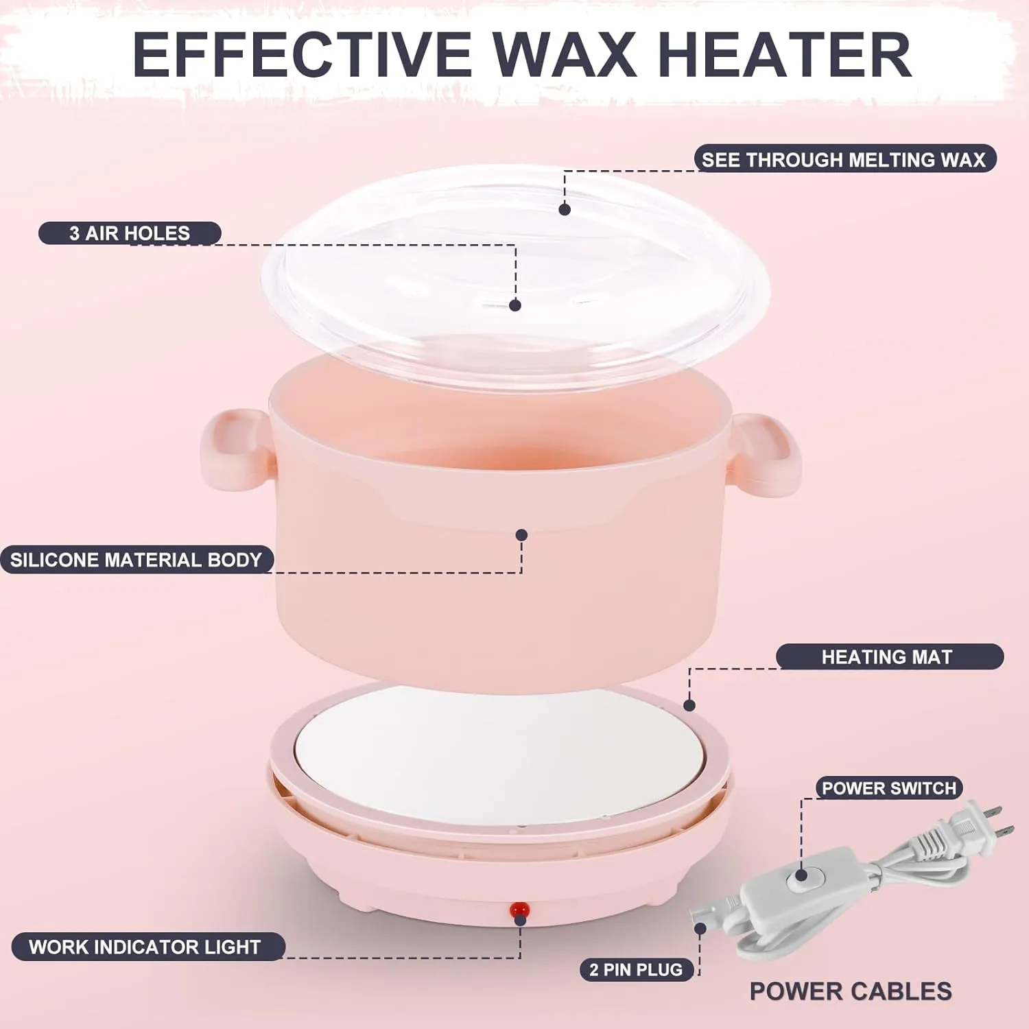 Wax Melter for Hair Removal, 16.9oz Portable Warmer, Mini Electric Heater Machine for Hard and Soft Wax Beads, Fast Heating for Home Gentle, Salon Wax Warmer for Leg Waxing, Body, Bikini, Eyebrow
