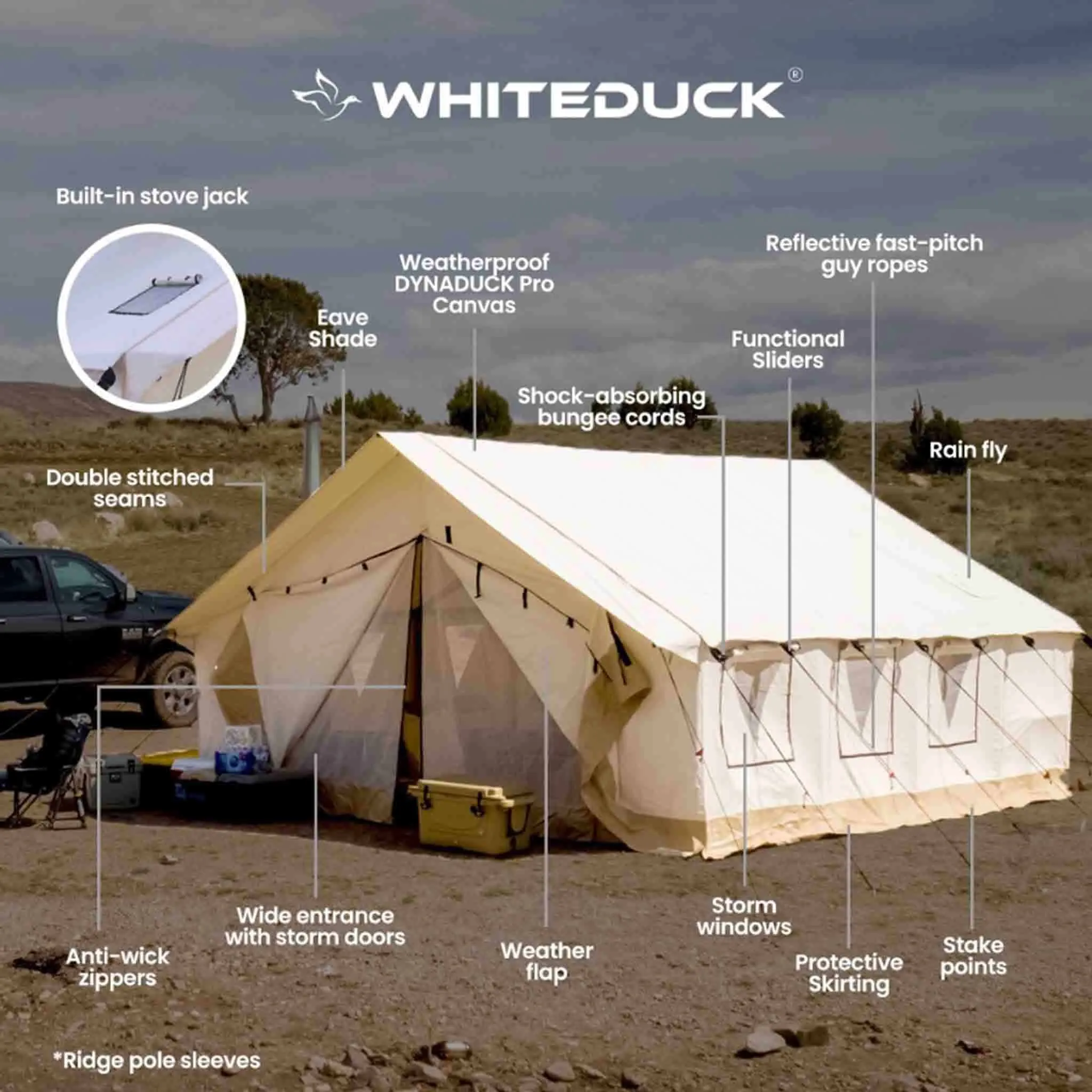 White Duck 16'x20' Alpha Wall Tent, Canvas Camping & Hunting Tent