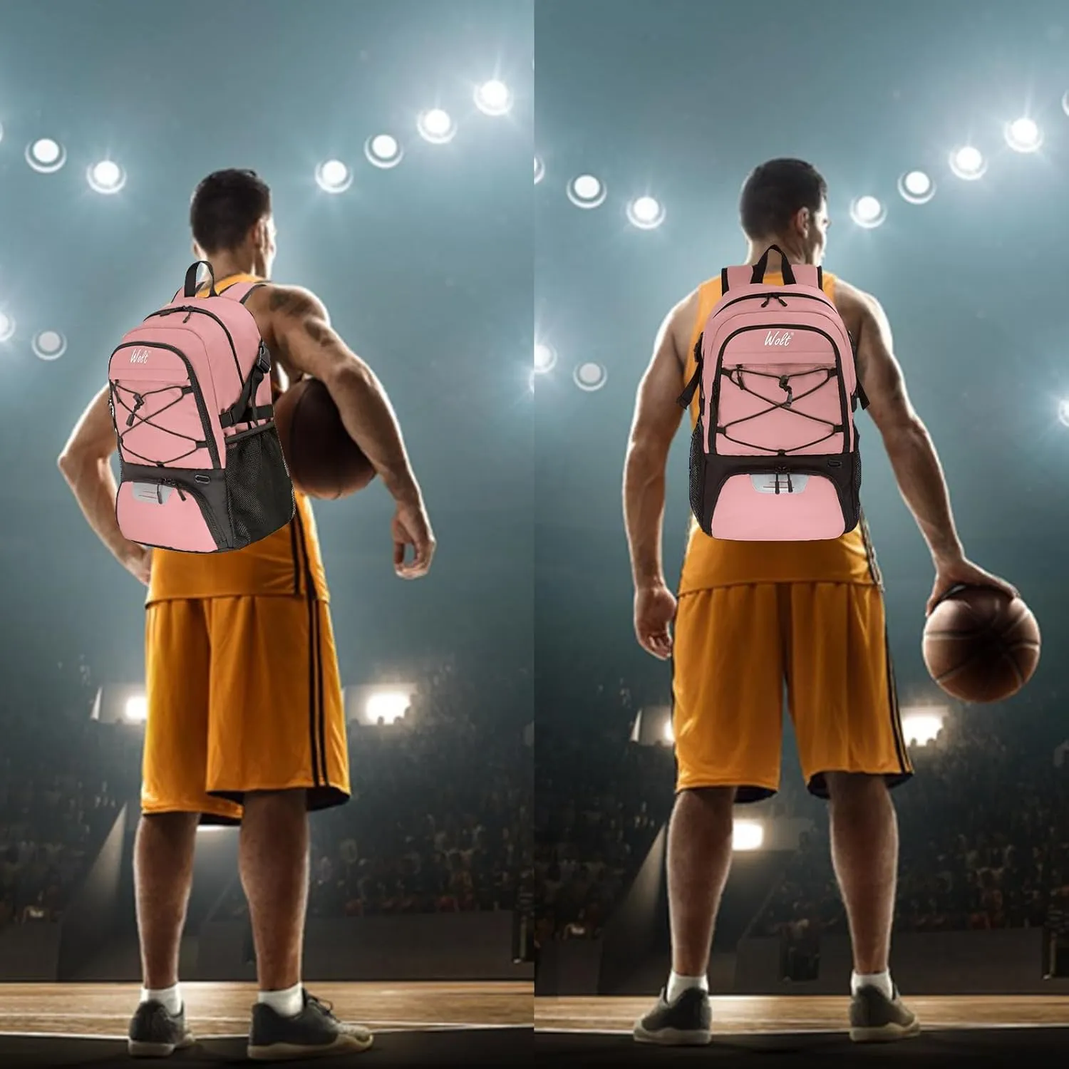 WOLT Basketball Backpack Large Sports Bag with Separate Ball Holder & Shoes Compartment, Best for Basketball, Soccer,Gym