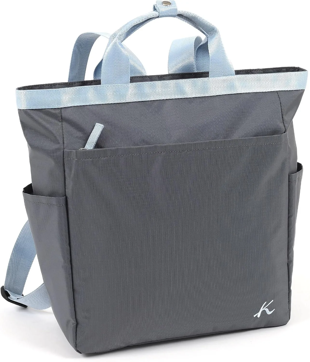 Women's Casual Bag, Grey/Sax Blue 80251, ミディアム