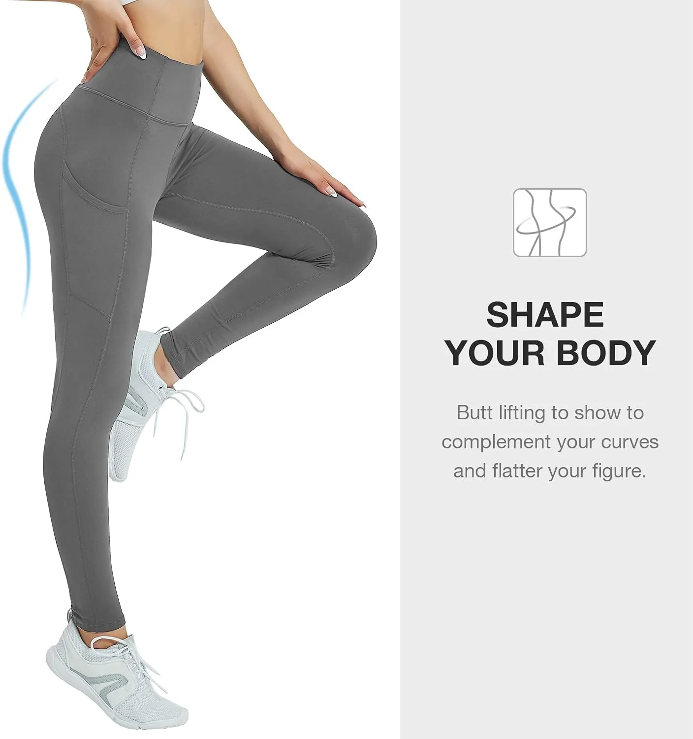 Women's Fleece Lined Leggings with Pocket Water Resistant High Waisted Thermal Winter Yoga Pant for Women Workout