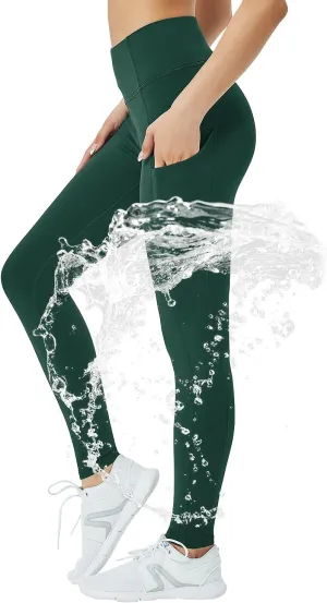 Women's Fleece Lined Leggings with Pocket Water Resistant High Waisted Thermal Winter Yoga Pant for Women Workout