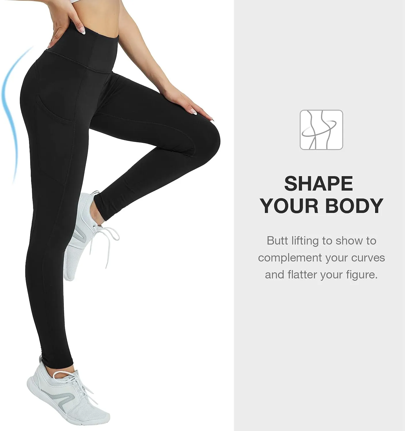 Women's Fleece Lined Leggings with Pocket Water Resistant High Waisted Thermal Winter Yoga Pant for Women Workout