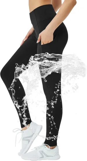 Women's Fleece Lined Leggings with Pocket Water Resistant High Waisted Thermal Winter Yoga Pant for Women Workout