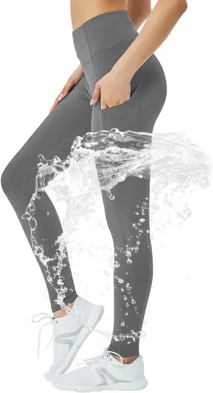 Women's Fleece Lined Leggings with Pocket Water Resistant High Waisted Thermal Winter Yoga Pant for Women Workout
