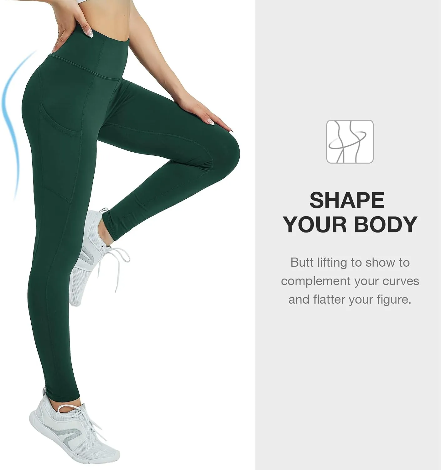 Women's Fleece Lined Leggings with Pocket Water Resistant High Waisted Thermal Winter Yoga Pant for Women Workout