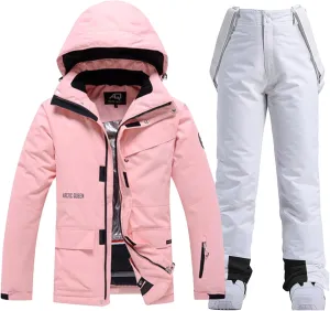 WOWULOVELY Women's Winter Skisuit Waterproof Windproof Ski Jacket and Pants Insulated Snowsuit Snowboarding Coat