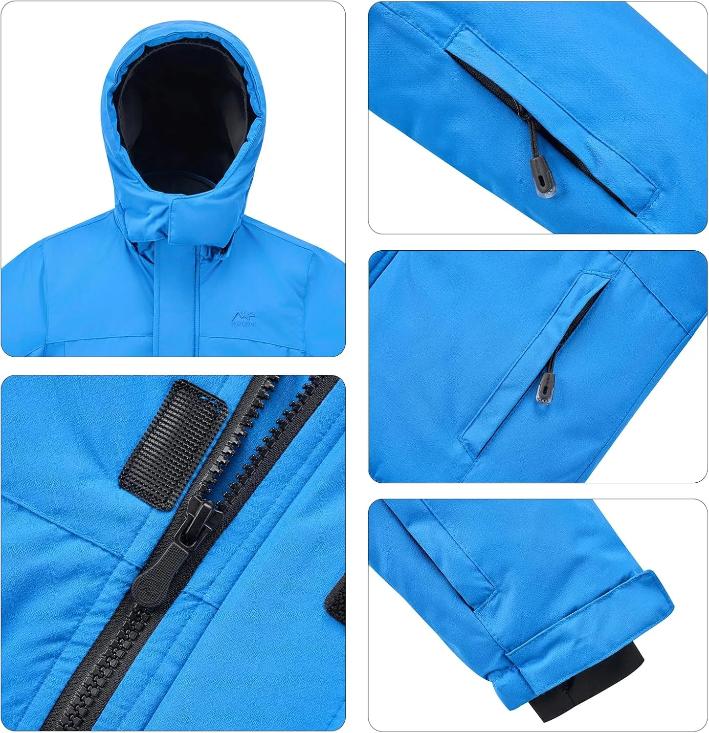 WULFUL Kid's Waterproof Ski Jacket Warm Fleece Hooded Boy's and Girl's Winter Snow Coat Outwear,Windproof RainCoat