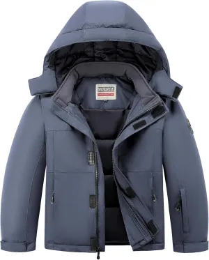 WULFUL Kid's Waterproof Ski Jacket Warm Fleece Hooded Boy's and Girl's Winter Snow Coat Outwear,Windproof RainCoat