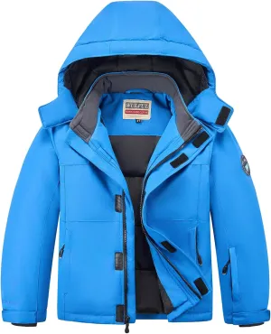 WULFUL Kid's Waterproof Ski Jacket Warm Fleece Hooded Boy's and Girl's Winter Snow Coat Outwear,Windproof RainCoat