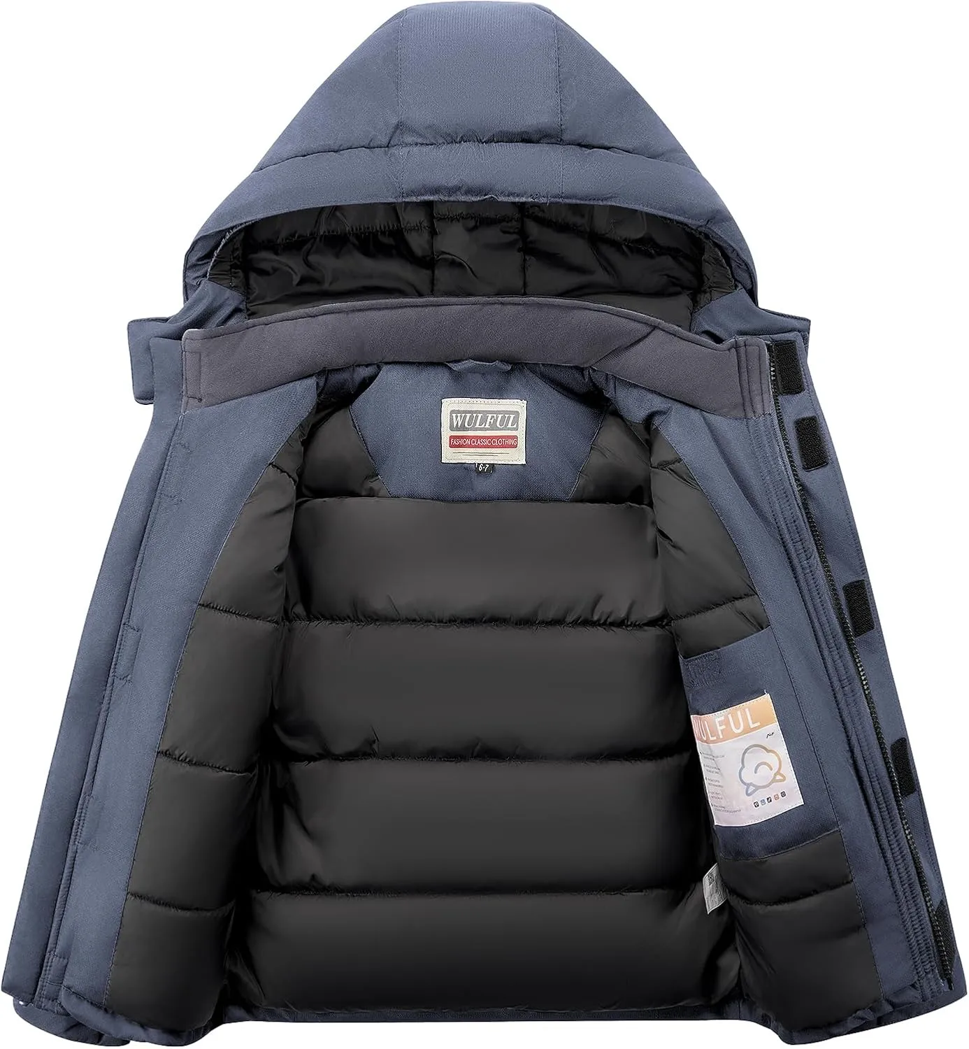 WULFUL Kid's Waterproof Ski Jacket Warm Fleece Hooded Boy's and Girl's Winter Snow Coat Outwear,Windproof RainCoat