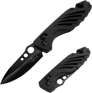 XIPHIAS 4.25" Axis Lock Folding Knife - Stainless Steel Blade, Glass Breaker/Seat Belt Cutter, Multitool for Camping, Hiking, Hunting - FK045-BC