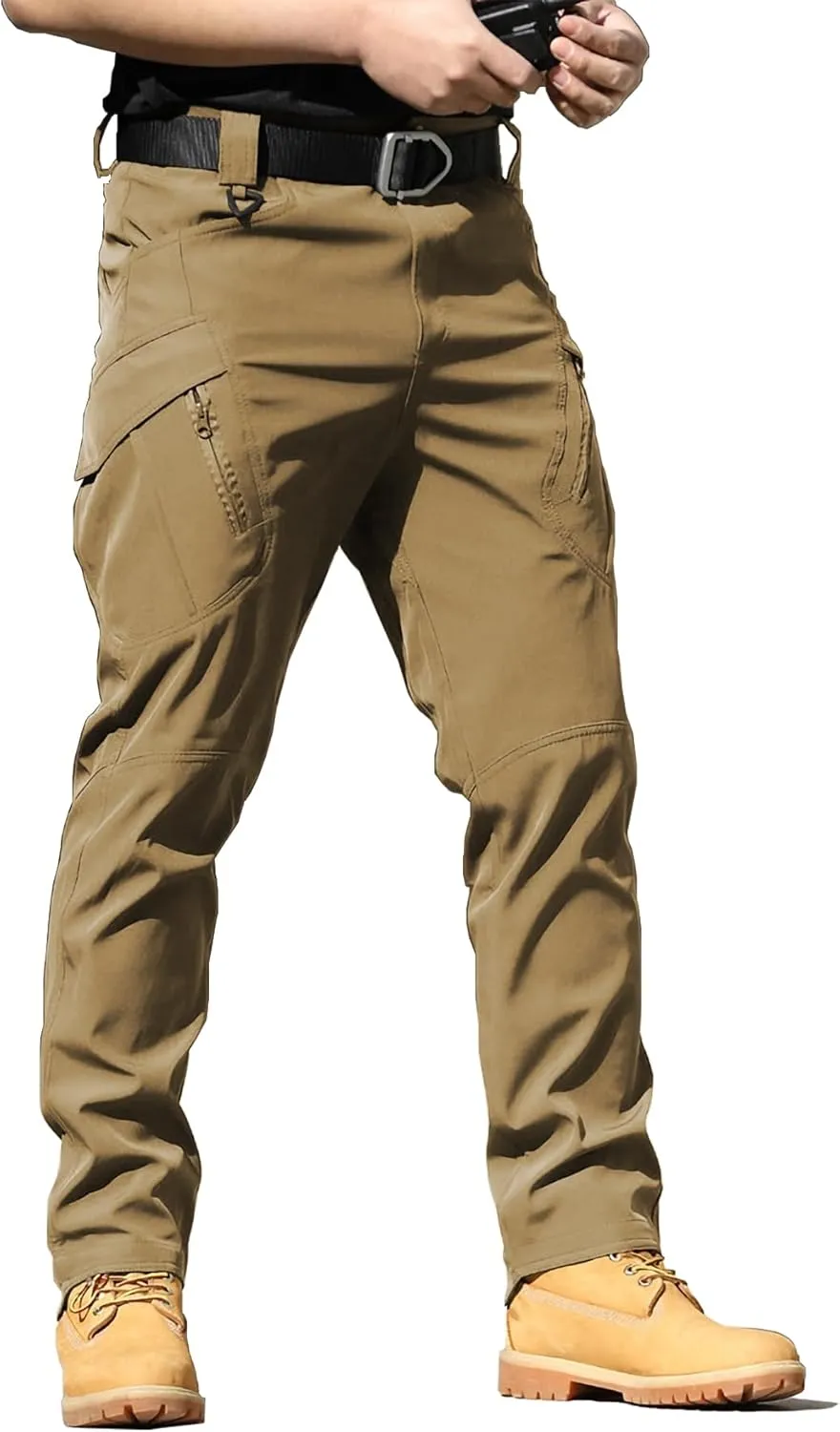 YAXHWIV Men's Hiking Cargo Pants Water Resistant Lightweight Tactical Outdoor Work Pants with Pockets(No Belt)