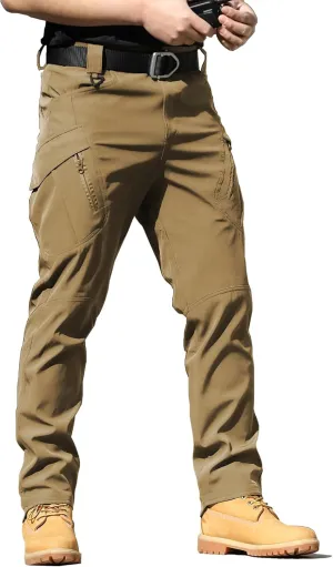 YAXHWIV Men's Hiking Cargo Pants Water Resistant Lightweight Tactical Outdoor Work Pants with Pockets(No Belt)