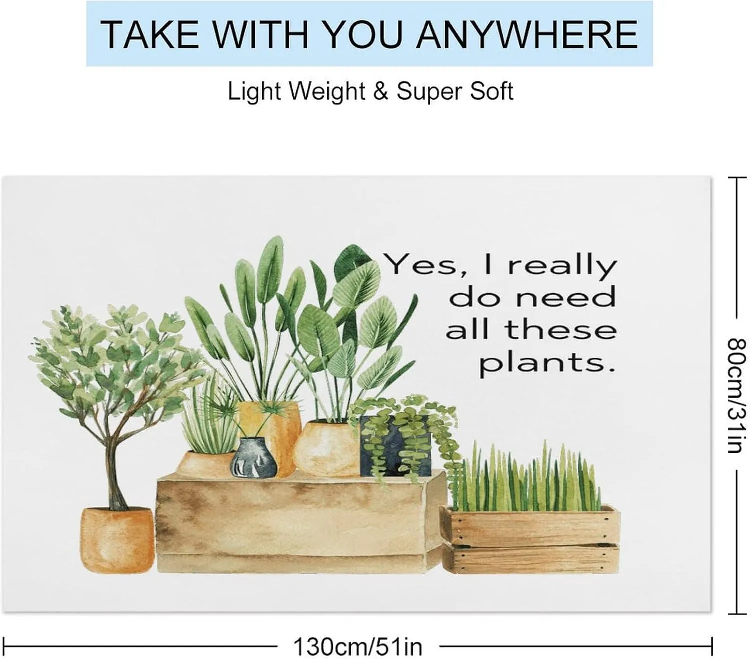 Yes I Really Do Need All These Plants Beach Towel Cotton 31x51 Inch Lady Gardeners Flower Pot Travel Towel for Bathroom Gym Yoga Cruises Hotel Soft Compact Pre-Washed