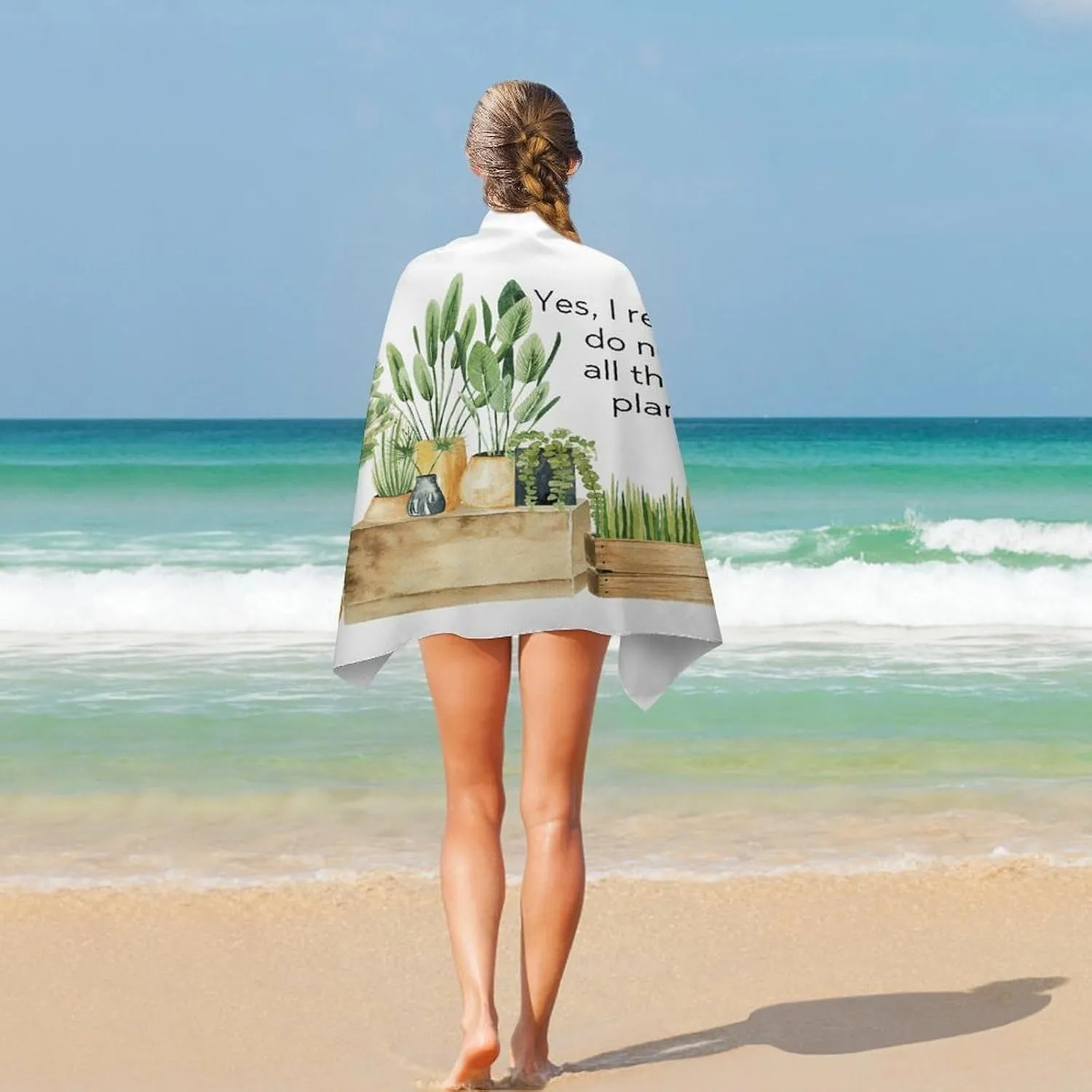 Yes I Really Do Need All These Plants Beach Towel Cotton 31x51 Inch Lady Gardeners Flower Pot Travel Towel for Bathroom Gym Yoga Cruises Hotel Soft Compact Pre-Washed