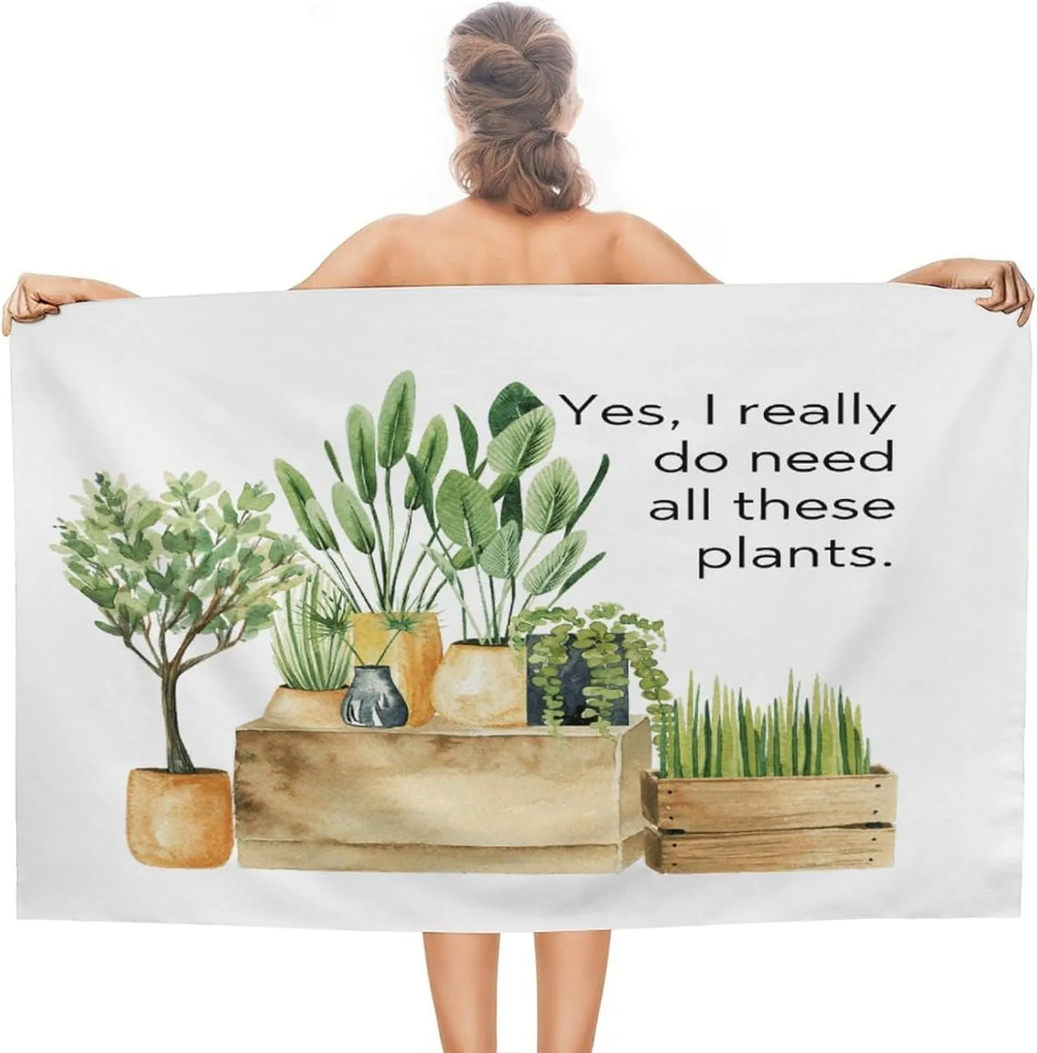 Yes I Really Do Need All These Plants Beach Towel Cotton 31x51 Inch Lady Gardeners Flower Pot Travel Towel for Bathroom Gym Yoga Cruises Hotel Soft Compact Pre-Washed