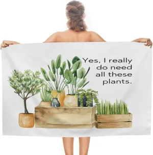 Yes I Really Do Need All These Plants Beach Towel Cotton 31x51 Inch Lady Gardeners Flower Pot Travel Towel for Bathroom Gym Yoga Cruises Hotel Soft Compact Pre-Washed