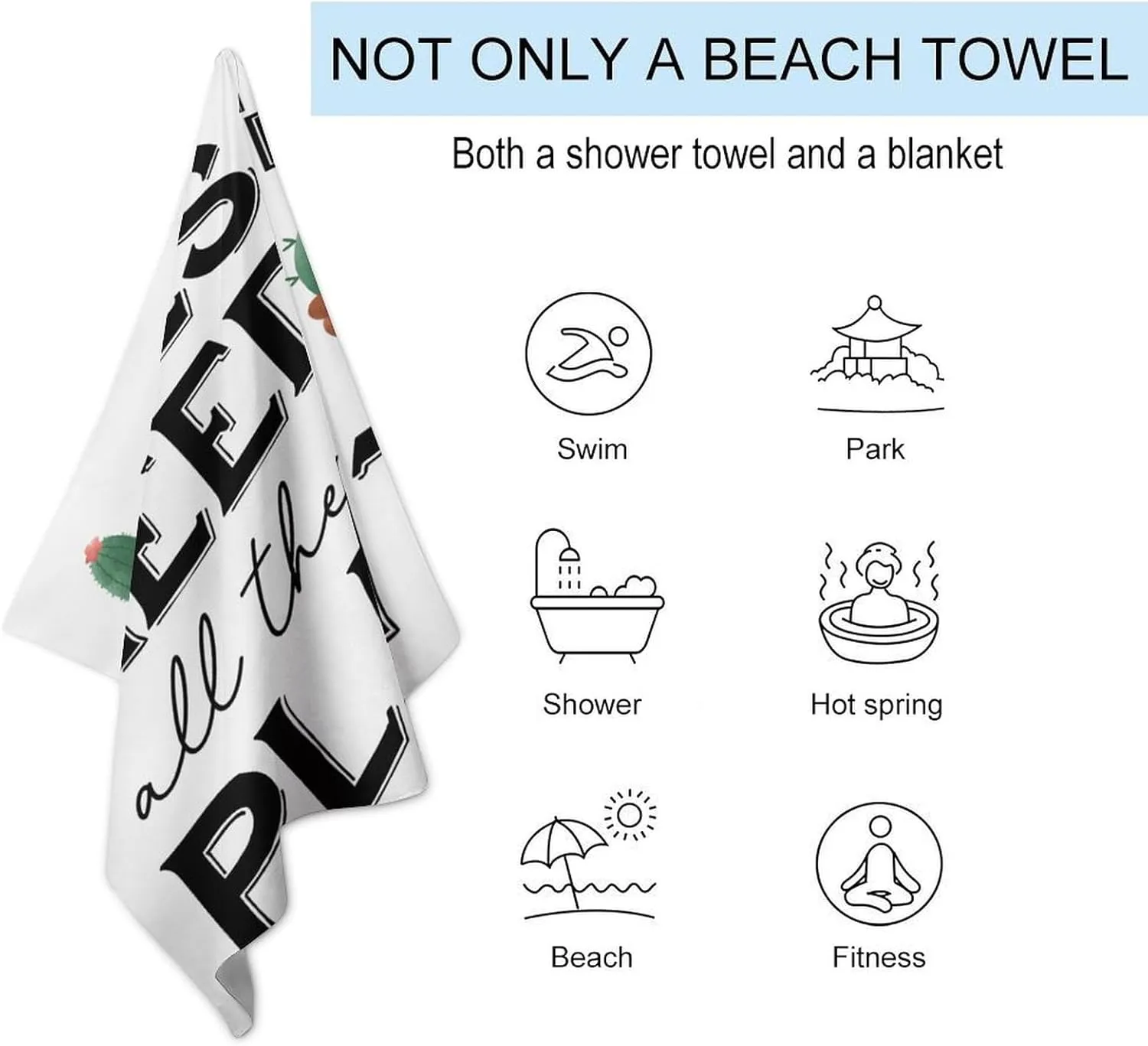Yes I Really Do Need All These Plants Beach Towel Lightweight Compact No-Shrink Travel Towels Vintage Lady Gardeners Flower Pot Beach Blanket 31x51 Inch for Adults, Men, Women