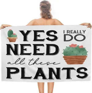 Yes I Really Do Need All These Plants Beach Towel Lightweight Compact No-Shrink Travel Towels Vintage Lady Gardeners Flower Pot Beach Blanket 31x51 Inch for Adults, Men, Women