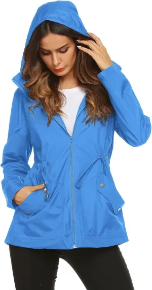 ZHENWEI Rain Jacket Women Waterproof with Lined Raincoat Outdoor Active Travel Hiking